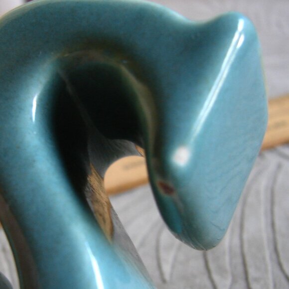 Camark 'S' & 'P' Shaped Salt & Pepper SHAKERS, Green Glaze, Vtg Mid Century - Picture 7 of 7